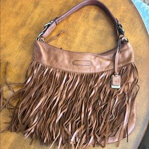 Brown Leather Fringe Bag